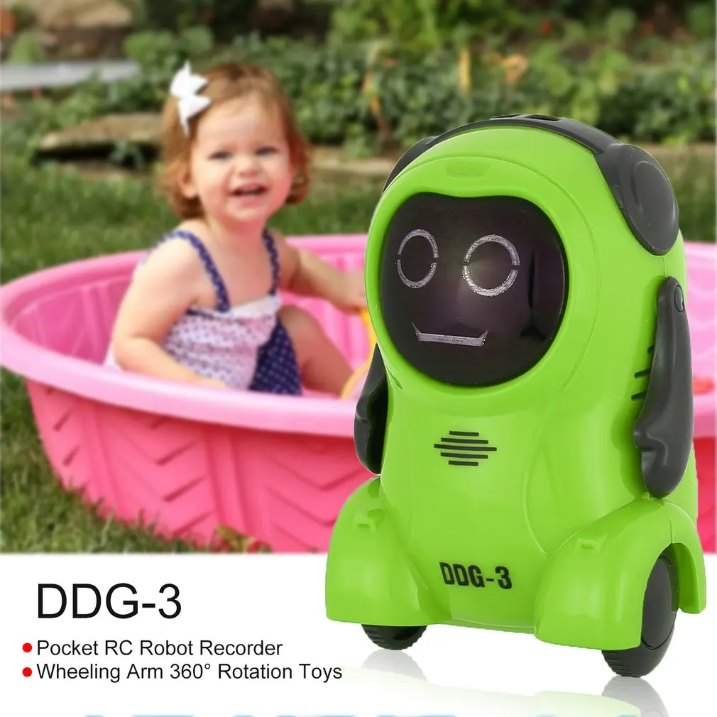 DDG-2/3 Intelligent Smart Mini Pocket Voice Recording RC Robot Recorder Freely Wheeling 360 Rotation Arm Toys for Kids Fun Gift