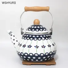 2.5L синий цветок влюбленных утолщение плоский эмалированный чайник кувшин молочный чайник домашняя кухня портативная индукционная плита Универсальный