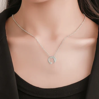 

Moon Star Silver Color Meteor Garden Slip Falling Meteor Micro-Inlaid Clavicle Chain Temperament Female Necklace