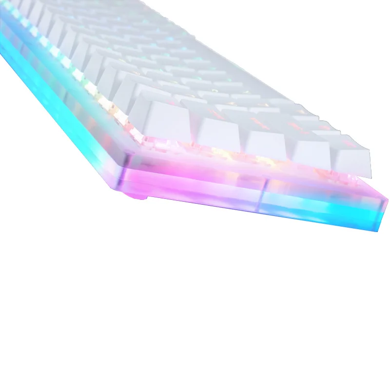 Keyboard 66Key Tyce-C Wired RGB Backlit Gateron Switch Mechanical Gaming Keyboard With Crystal Base For PC Laptops