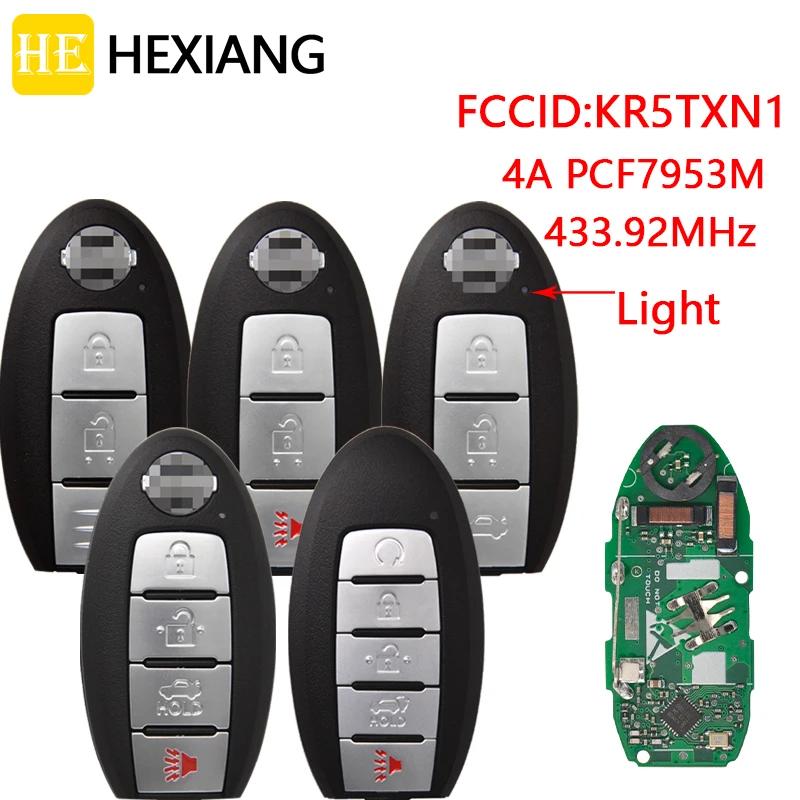 HE Xiang Remote Control Car Smart Key For Rogue Sport Kicks S SV PN:285E3-5RA0A FCC KR5TXN1 4A Chip 433.92MHz Promixity Card | Автомобили