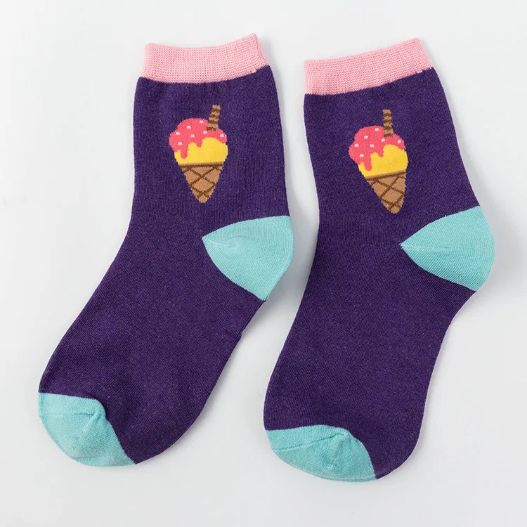 Jeseca хлопковые мягкие зимние носки для женщин Harajuku винтажные уличные рождественские носки милые носки для девочек с мультяшным принтом в японском стиле - Цвет: ice cream