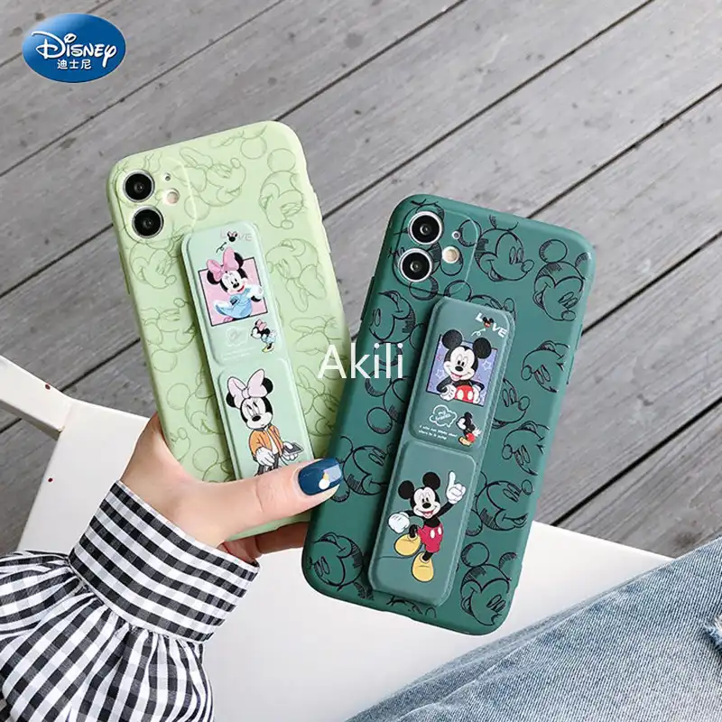 ディズニーミッキーミニーリストバンドケースiphone 11プロマックス12ミニxs最大xr 7 8プラスバックカバー磁気折りたたみブラケットシェル 電話用緩衝材 Aliexpress