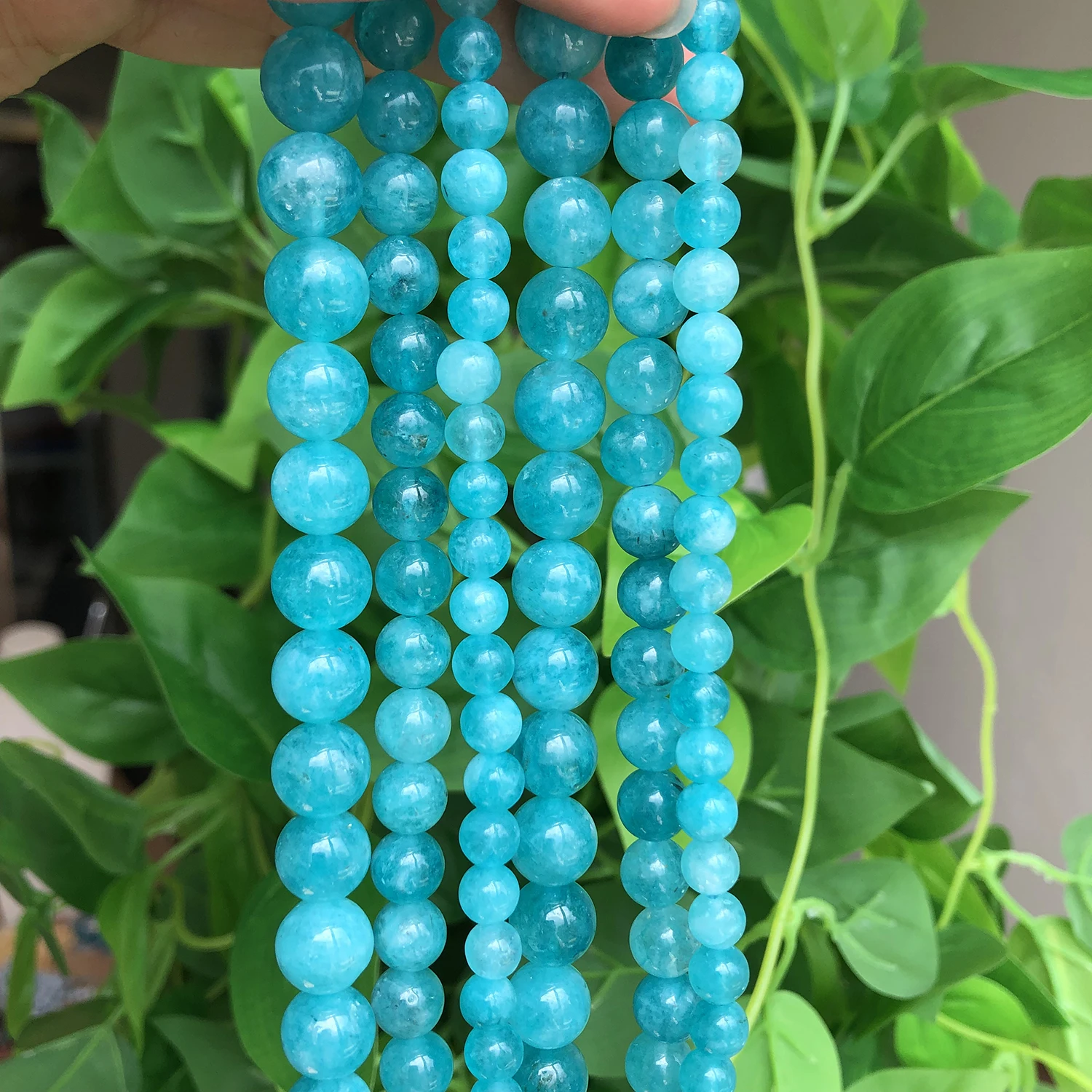ZEMRIO - Perline rotonde, naturali, da 10 mm, sfuse, per la creazione di gioielli, collane, bracciali, fai da te, acquamarina, 10 mm ZEMRIO - Perline rotonde, naturali, da 10 mm, sfuse, per la creazione di gioielli, collane, bracciali, fai da te, acquamarina, 10 mm