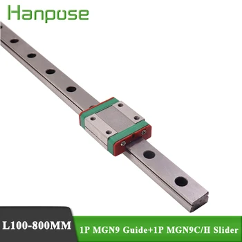 

1PCS Linear Guide MGN9 L=150 250 350 450 500 550 600 700 800 mm linear rail way + 1pcs MGN9H MGN9C Long linear carriage
