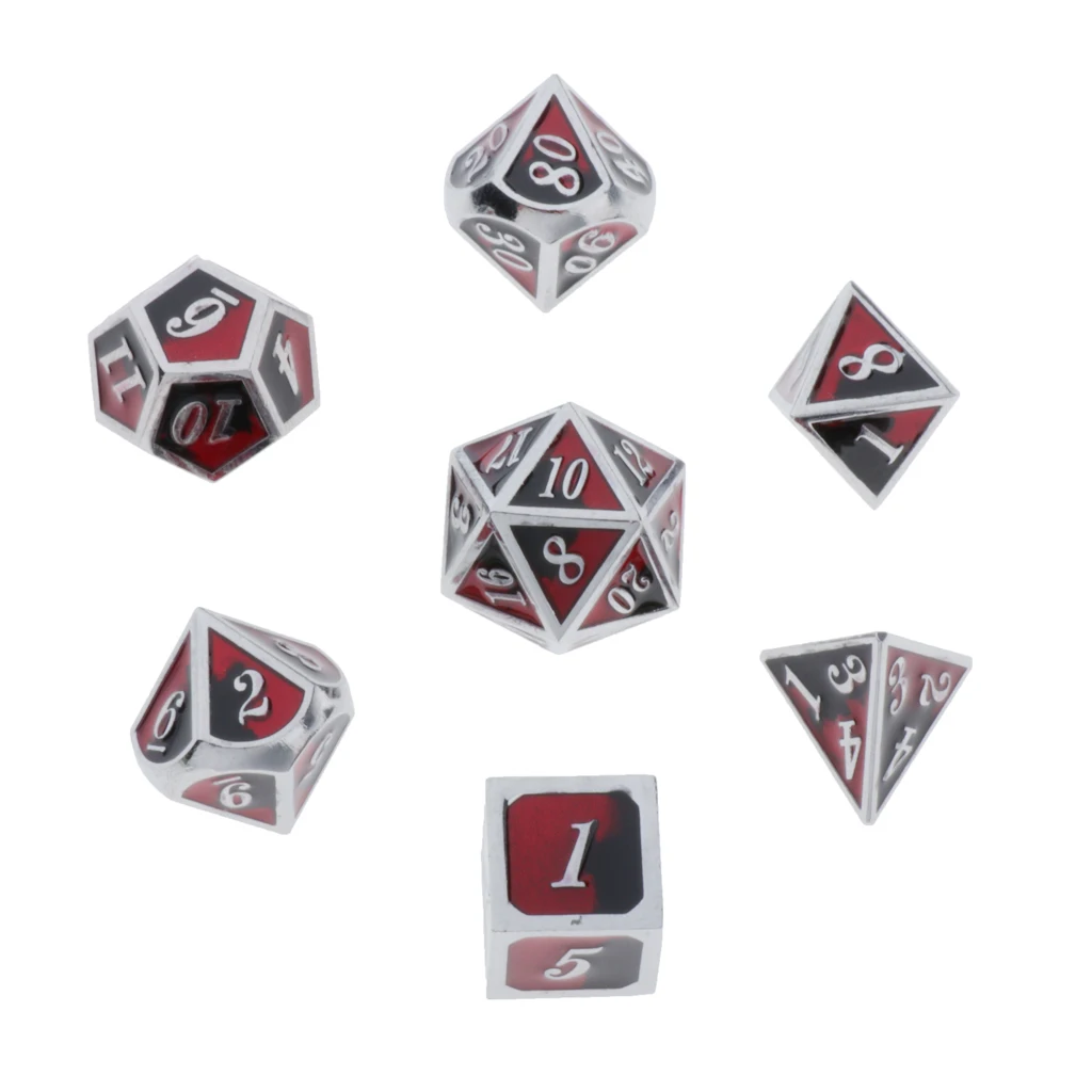 7pcs Embossed Metal Multi-sided Polyhedral Dice Set for Dungeons and Dragons Dice MTG DND RPG Table Games Board Game D20 D12 Set