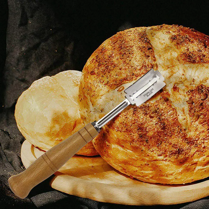 304 нож для хлеба из нержавеющей стали Профессиональная деревянная ручка нож для хлеба с 5* лезвиями 1* кожаный чехол