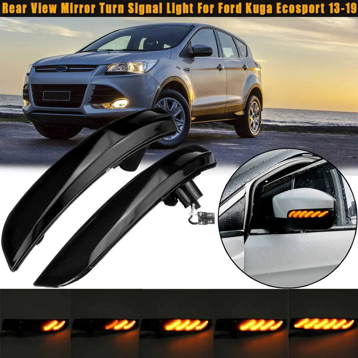 Пара динамических поворотных сигналов для зеркала заднего вида Ford Kuga Ecosport 2013