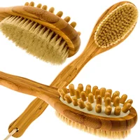 Double-sided Natural Bristle Bath Brush Exfoliating Wooden Body Massage Shower Brush SPA Woman Man Skin Care Dry Long Body Brush 1