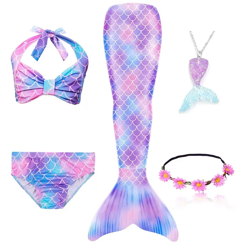 4 Colors 3 Pieces Girl Kids Mermaid Tail Swimmable Bikini Set Bathing Suit Fancy Children Mermaid Tail Costume Cosplay 3-12Y police woman costume Cosplay Costumes