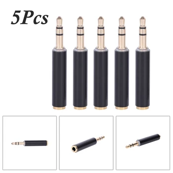 

Hot Sale 5pcs Gold Plated 3.5mm TRS Male To Female TRRS Audio Stereo Adapter Connectors Adapters