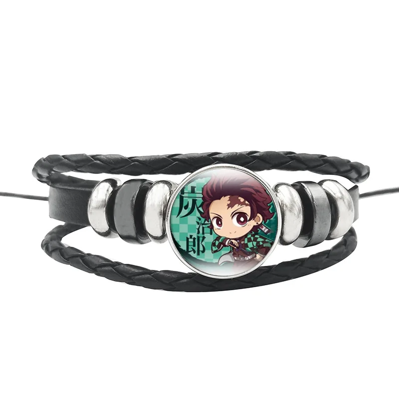 Аниме Demon Slayer: Kimetsu no Yaiba Kamado Tanjirou Nezuko Agatsuma Zenitsu Многослойный кожаный браслет для женщин, мужчин, девочек