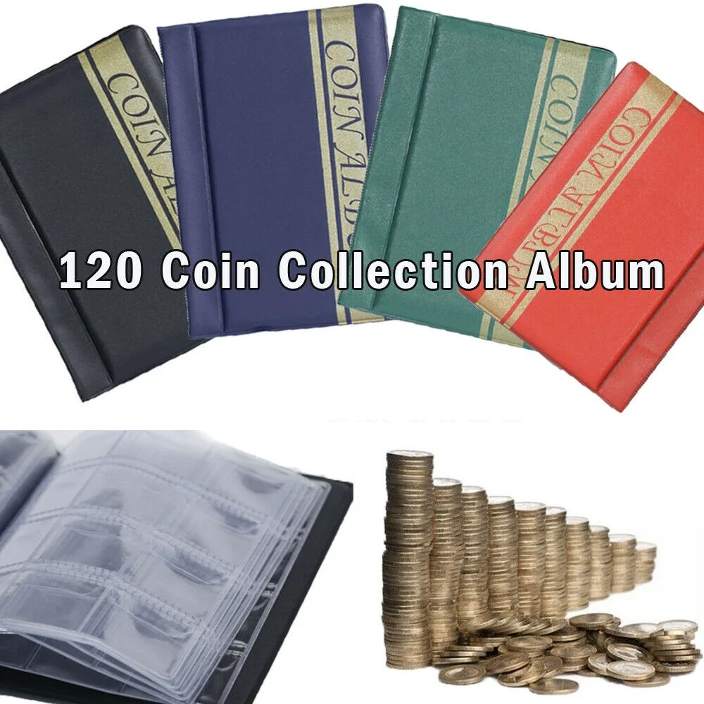 120 листов, держатель для монет, 4 цвета, портативный чехол для монет, альбом для хранения, папка для хранения, коллекция книг, альбом для монет, цент, сбор денег
