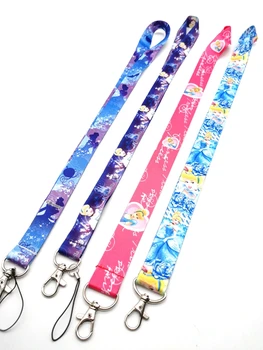 

New cartoon princess Cinderella Neck Strap Lanyards Badge Holder Rope Pendant Key Chain Accessorie