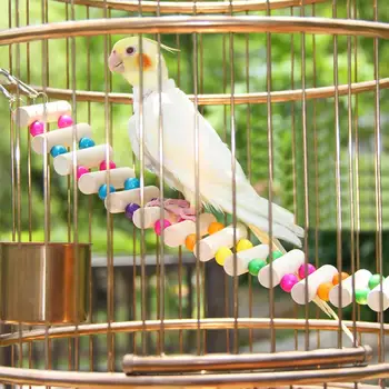 

4 Patterns Bird Toy Large Wooden Drawbridge Toys for Parrot Cockatiel Cage Accessories Hanging Ladder Toy Pet Bird Products