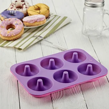 

6-Cavity Silicone Donut Baking Pan Non-Stick Mold Dishwasher Decoration Tools Jelly And Candy 3D Mold DIY Best Drop Shipping
