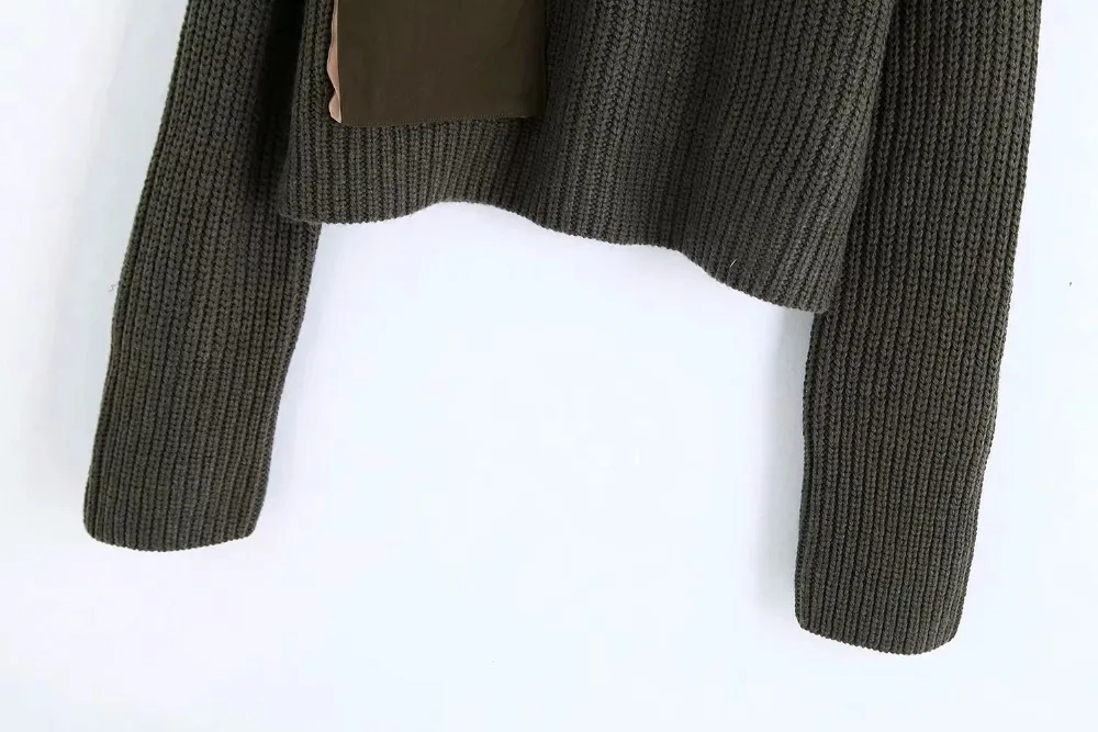 Увядшие зимние свитера для женщин pull femme английский стиль винтажные Лоскутные карманы Водолазка Свитера женские пуловеры Топы