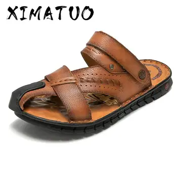 

Summer Sandals Men Breathable Beach Genuine Leather Sandals Men Shoes Non-slip Outdoor Men's Sandals Casual Male Footwear