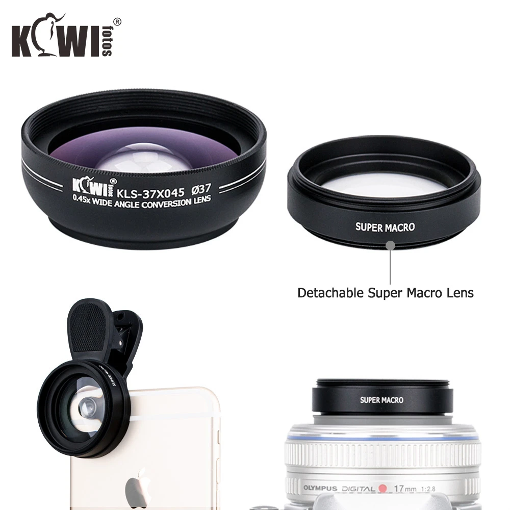 6 in 1 Universal 0.45X Wide Angle Super 10X Macro Lens for Samsung XiaoMi for 37mm Camera Lens Compatible With 49mm Filters Kit macro lens for mobile