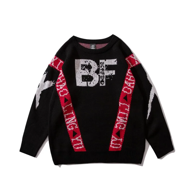 50% OFF RLJT.JIN New High Quality Winter Thermal Artifact Fashion Color Patchwork Hip Hop Mens Casual Jumper Man Sweater With Round Neck