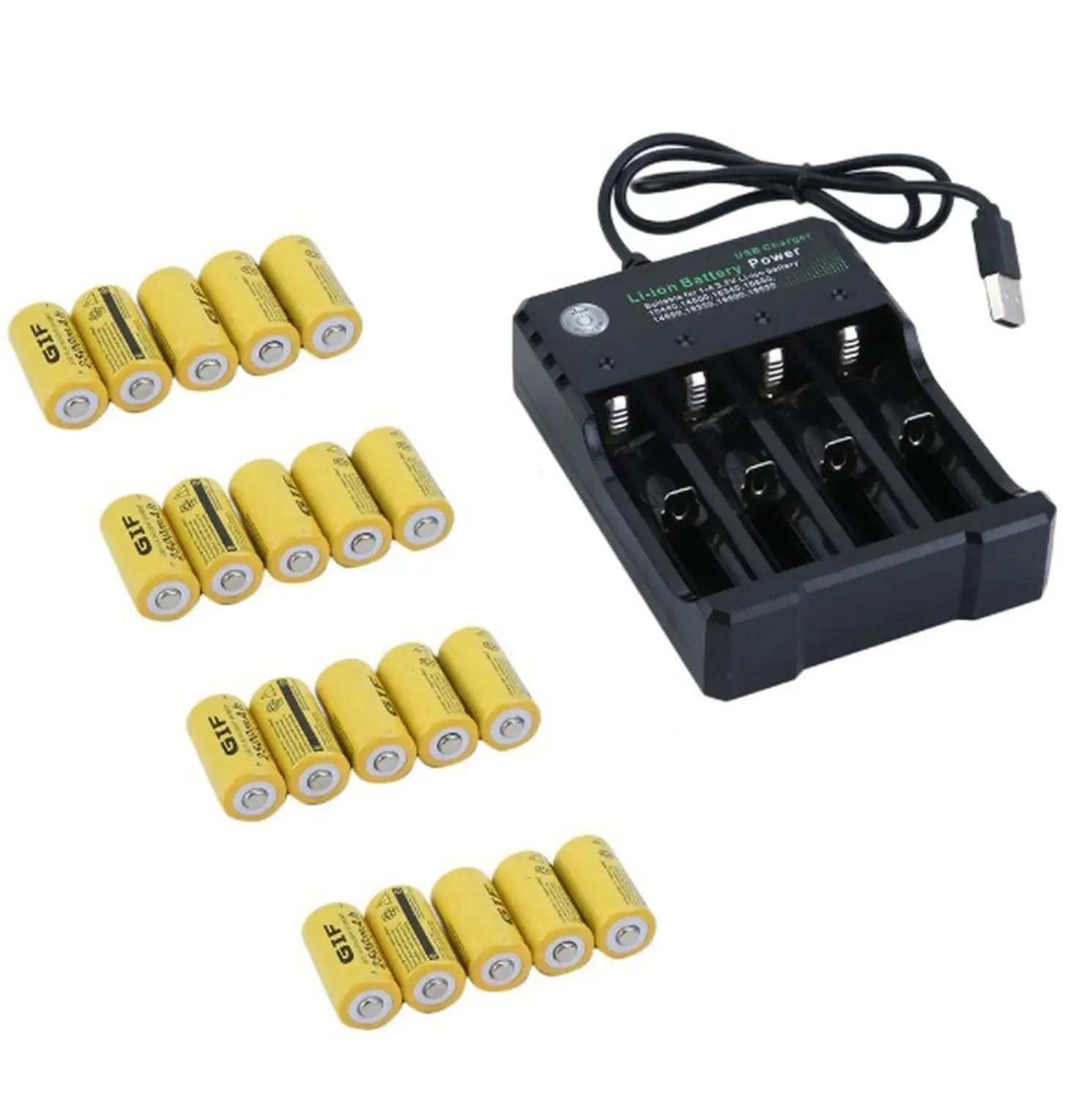 Yellow 20 шт 16340 2500 мАч 3,7 в аккумулятор и зарядные устройства комплект аккумуляторов для камеры безопасности Netgear Arlo-20 аккумулятор - Цвет: Yellow