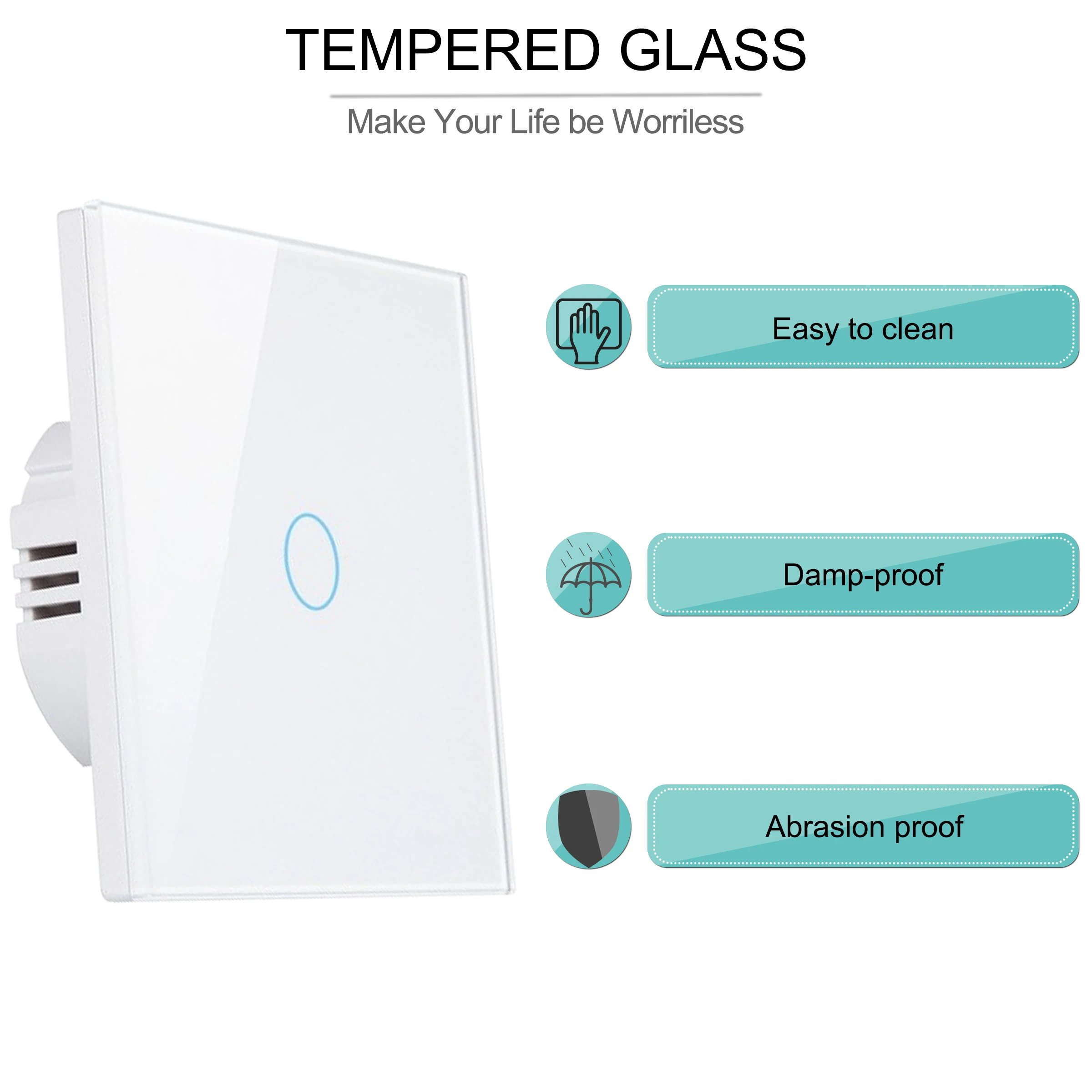 Wifi Wall Touch Switch EU No Neutral Wire Required Smart Light Switch 1 2 3 Gang 220V Tuya Smart Home Support Alexa Google Home