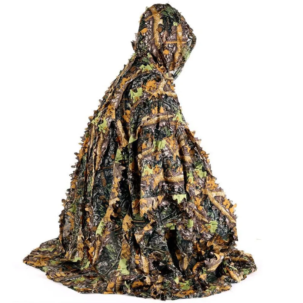 

Outdoor Ghillie Suit 3D Hunting Clothes Jungle Cloak Poncho Bionic Leaves Dress Hooded Camouflage Suits For Sniper Photograph