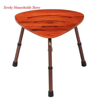 

6-Hole Adjustable Wooden Bath Chair Multipurpose Bathroom Furniture Natural Wood Color