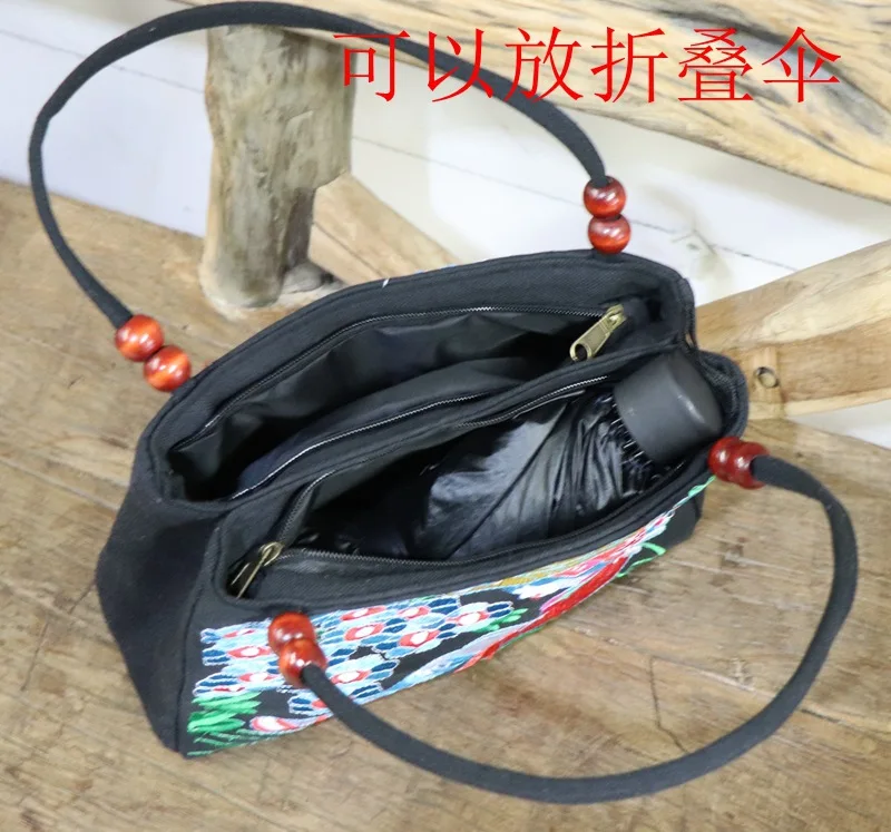New Fashion Embroidery Women Small handbags National Floral Embroidered Lady Top-handle bags Single-layer Beading Falp Carrier