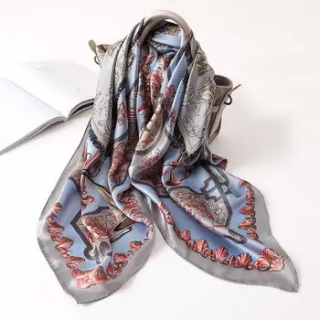 

100% Silk Scarf Women Design Classic Square 110*110cm Handmade Hemming Elegant Scarves Neckerchief New Fashion