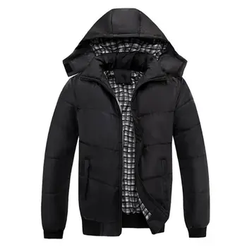 

Winter Men Ultralight Warm Hooded Padded Coat Zipper Thick Parka Outwear Jacket Solid Color Fashion