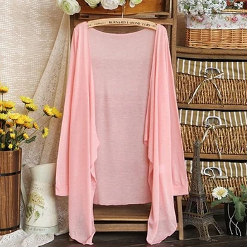 

Summer Autumn Cardigan Long Thin Women Jackets Candy Color Knitted Cardigans Female Coat Long Sleeve Sun Protection Clothing