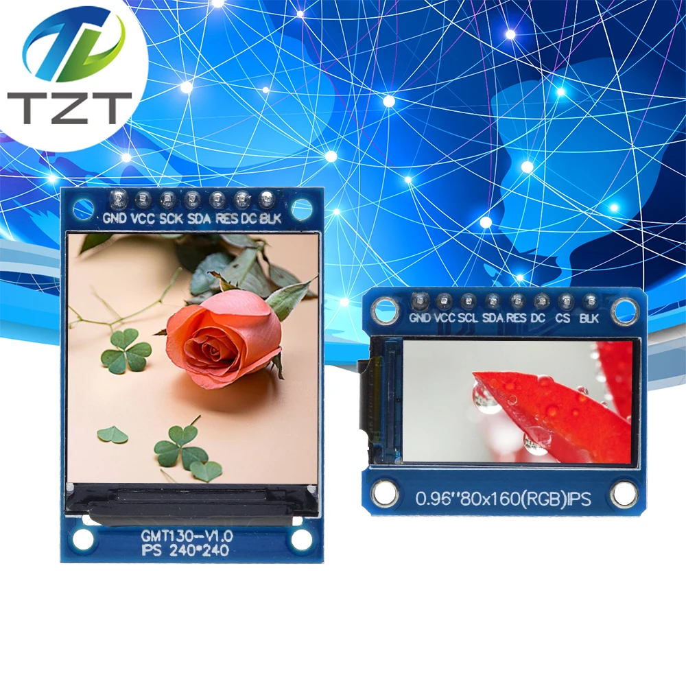 TFT дисплей 0 96/1 3 дюймов IPS 7P SPI HD 65K полноцветный ЖК модуль ST7735 / ST7789 Привод IC 80*160 240*240