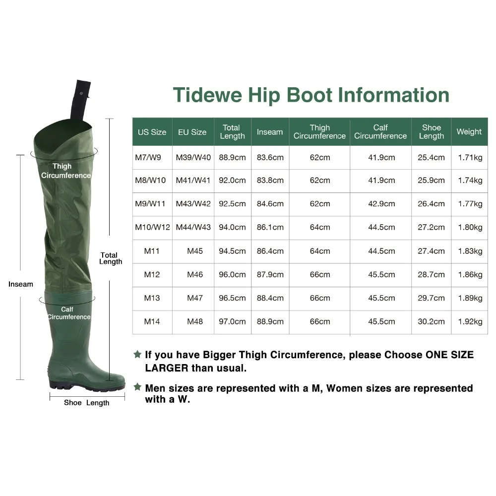 TideWe легкий 2-х слойный ПВХ/Нейлон нахлыстом хип болотные сапоги в стиле «хип охотничьи сапоги для Для мужчин и Для женщин