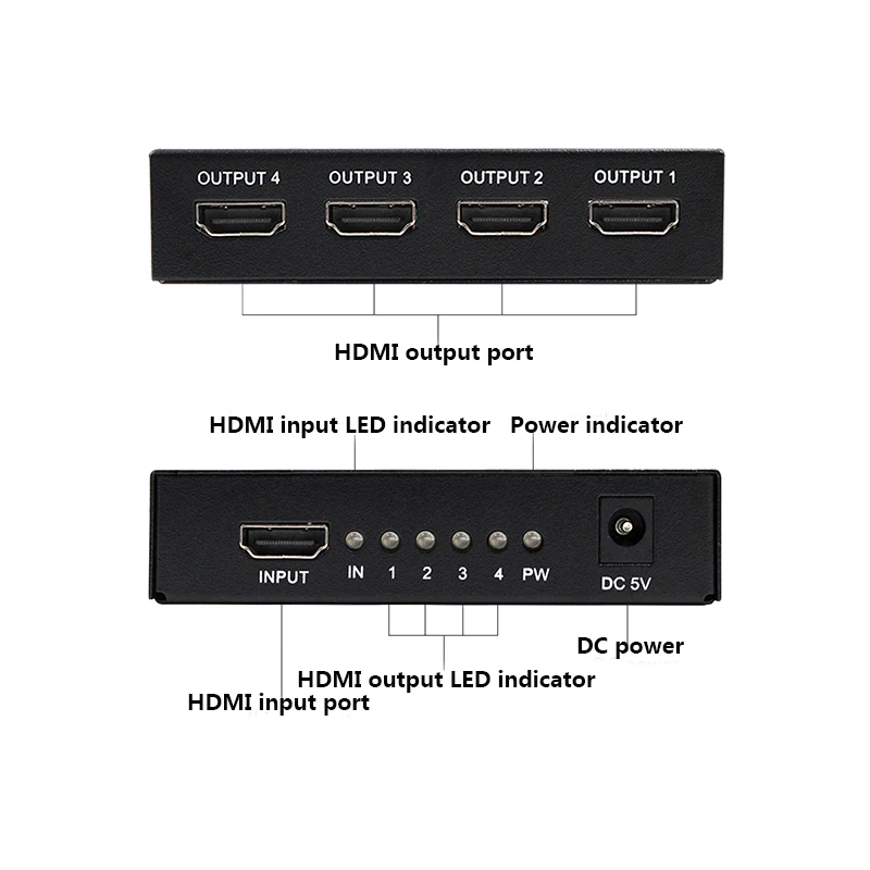 4 K/1080 P HDMI сплиттер Full HD 1080p видео HDMI коммутатор 1X2 1X4 двойной дисплей для HDTV DVD PS3 Xbox