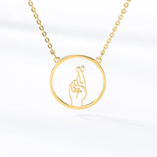 Серебряное ожерелье для женщин Bijoux Femme из нержавеющей стали Peace Crossing Sign language ожерелье s Jewelry Collares De Moda - Окраска металла: hn004-6