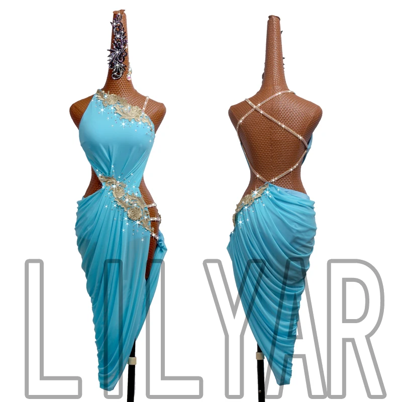 New-Latin-Dance-Competition-Performance-Adult-Custom-Lake-Blue-Short ...