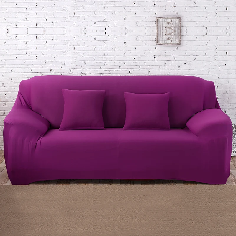 dark purple Угловой чехол для дивана, эластичные одноцветные чехлы для диванов из спандекса, Современные чехлы для диванов для гостиной SA45055 - Цвет: dark purple