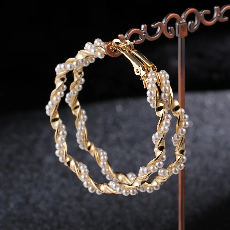 Новые жемчужные серьги-кольца для женщин преувеличенный жемчуг, Круглый сережки серьги Мода Европа Ювелирное Украшение для ночного клуба