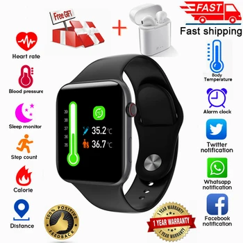 

Fobase Air Pro Smart Watch real-time Body Temperature Heart Rate Fitness Tracker For Android IOS Free Gift For I7 Earphone