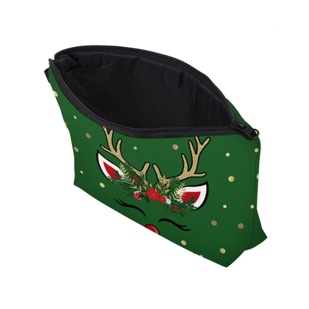 Deanfun Рождественская зеленая маленькая косметичка зелёный кошелёк сумки водонепроницаемые милые средние косметички хороший подарок для