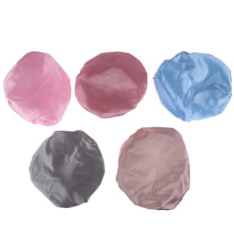 Комплект из 1 предмета; Для женщин будущей матери Satin Шапки шапочки для ванной, душа волос двойные непромокаемые купальные Кепки Аксессуары для ванной комнаты