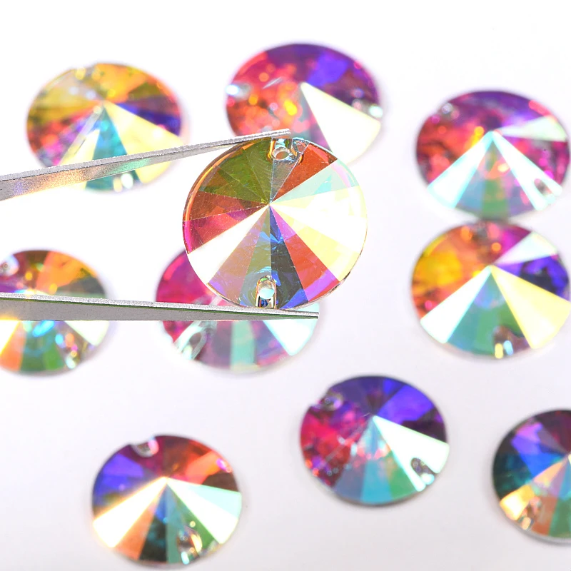 Oleeya Round Rivoli Glass sew on rhinestones  (9)
