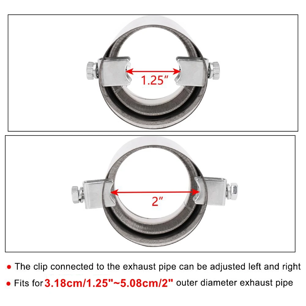 X AUTOHAUX Universal Car Stainless Steel Exhaust Rear Tail Muffler Tip Pipe Fit Diameter 3.18cm/1.25" to 5.08cm/2"