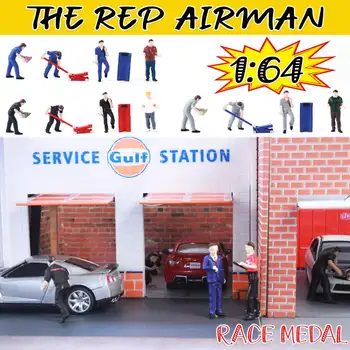

1:64 Scale Car Auto Repairman Worker Figure Scenario Model For Race Medal Matchbox Chirldren Toy Group People Mode