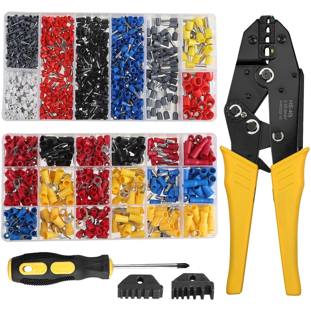 

5-piece set Multi-function crimping tool pre-insulated terminal block crimping pliers type pin terminal clamp tool kit