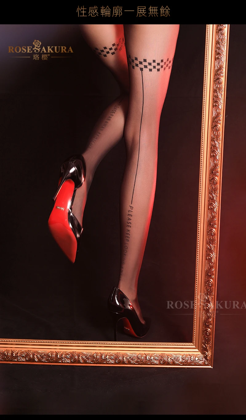 Description Picture 6 of itemMatt Woman Sexy Tights Letter Back Line Printed Pantyhose Fashion Patterned Tattoos Velvet Dance Socks Transparent Stockings