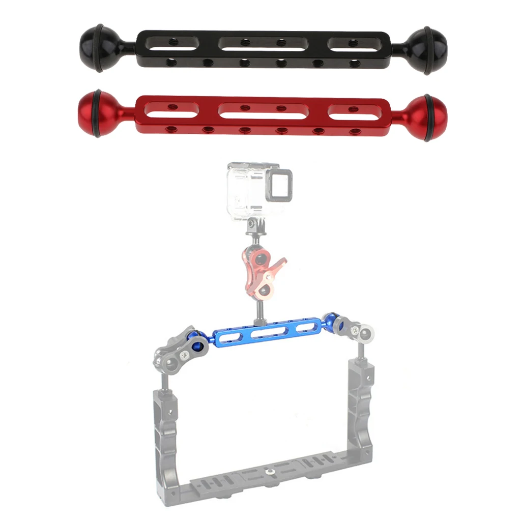 Dual Ball Joint Extension Arm for Camera Diving Underwater Photography, Pack of 2, Red/Black