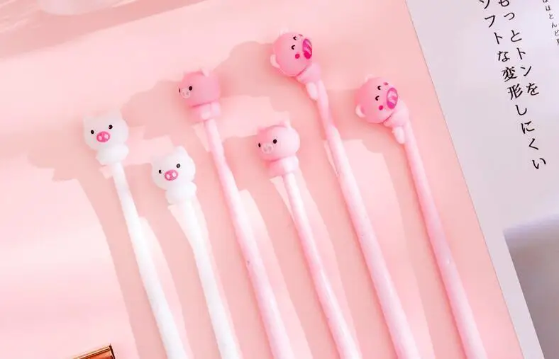 1 Piece Lytwtw's Kawaii Cute Pig Fashion School Office Supplies Students Gift Awards Accessories Stationery Black Ink Gel Pen