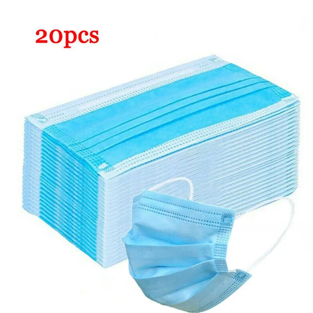

20pcs Non Woven Disposable Face mask 3 Layer Filter Cloth Hanging Dust Fog Masks